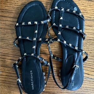 Marc Fisher Black Strappy Studded Sandals